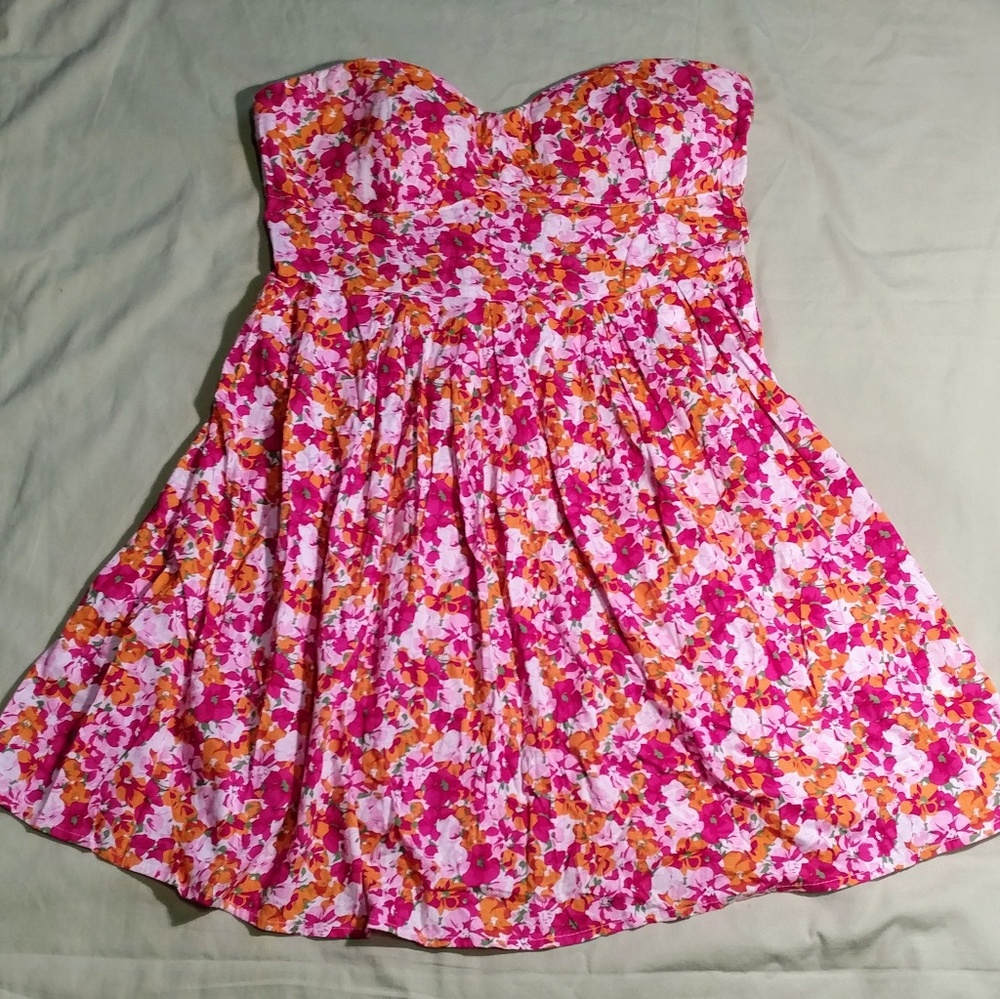 Body Central Pink & White Strapless Tube Dress